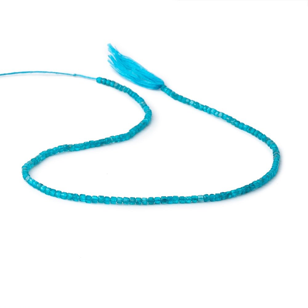 2.2mm Neon Blue Apatite Micro Faceted Cube Beads 12.5 inch 138 pieces