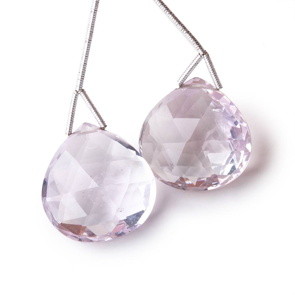22mm Pink Amethyst Faceted Heart Set of 2 Focal Beads