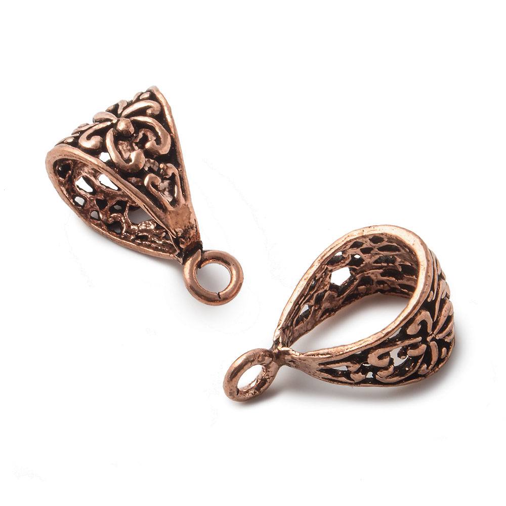 22x12mm Lotus Antiqued Copper Bail Finding Set of 2