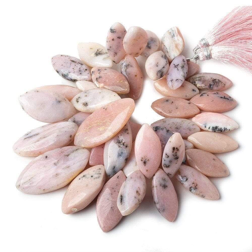 22x13-39x18mm Dendritic Pink Peruvian Opal Plain Marquise Beads 8.5 inch 38 pieces A