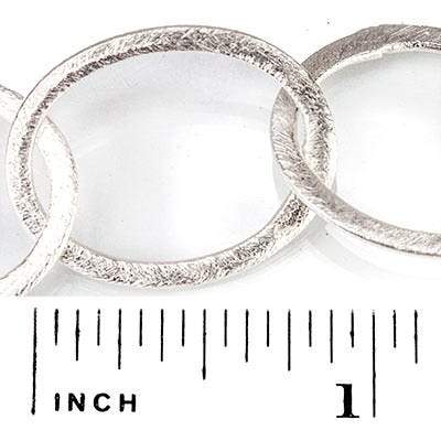 22x17mm Silver plated Brushed Oval Link Chain by the foot