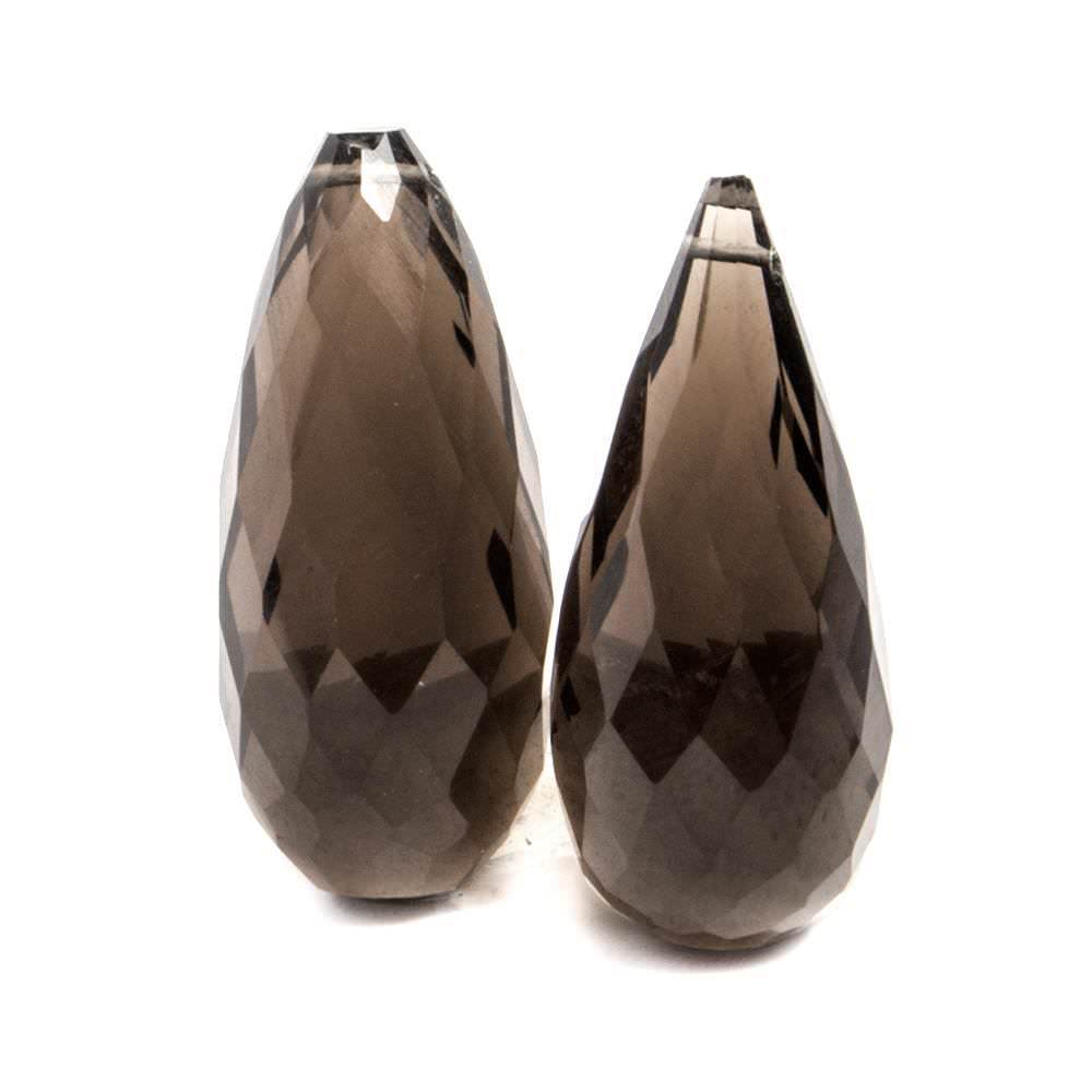 22x9mm Smoky Quartz Faceted Tear Drop Focal Bead Set of 2