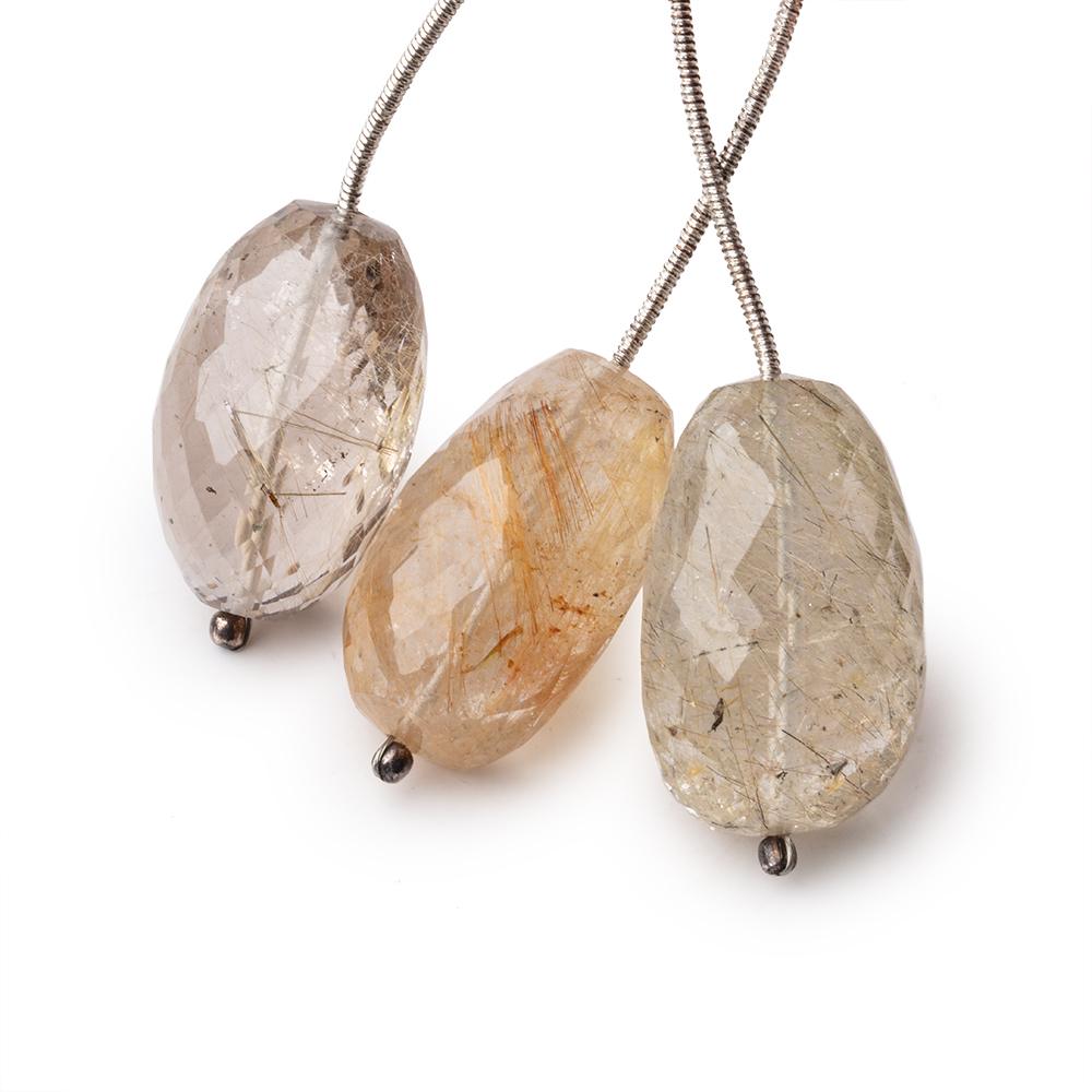 23-24mm Rutilated Quartz Faceted Nugget Focal 1 Bead