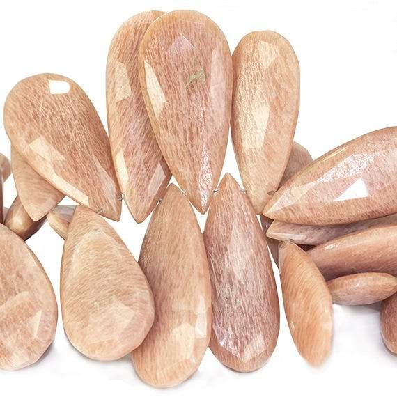 23-39mm Blush Feldspar Elongated Faceted Pear Beads 7.5 inch 37 pieces