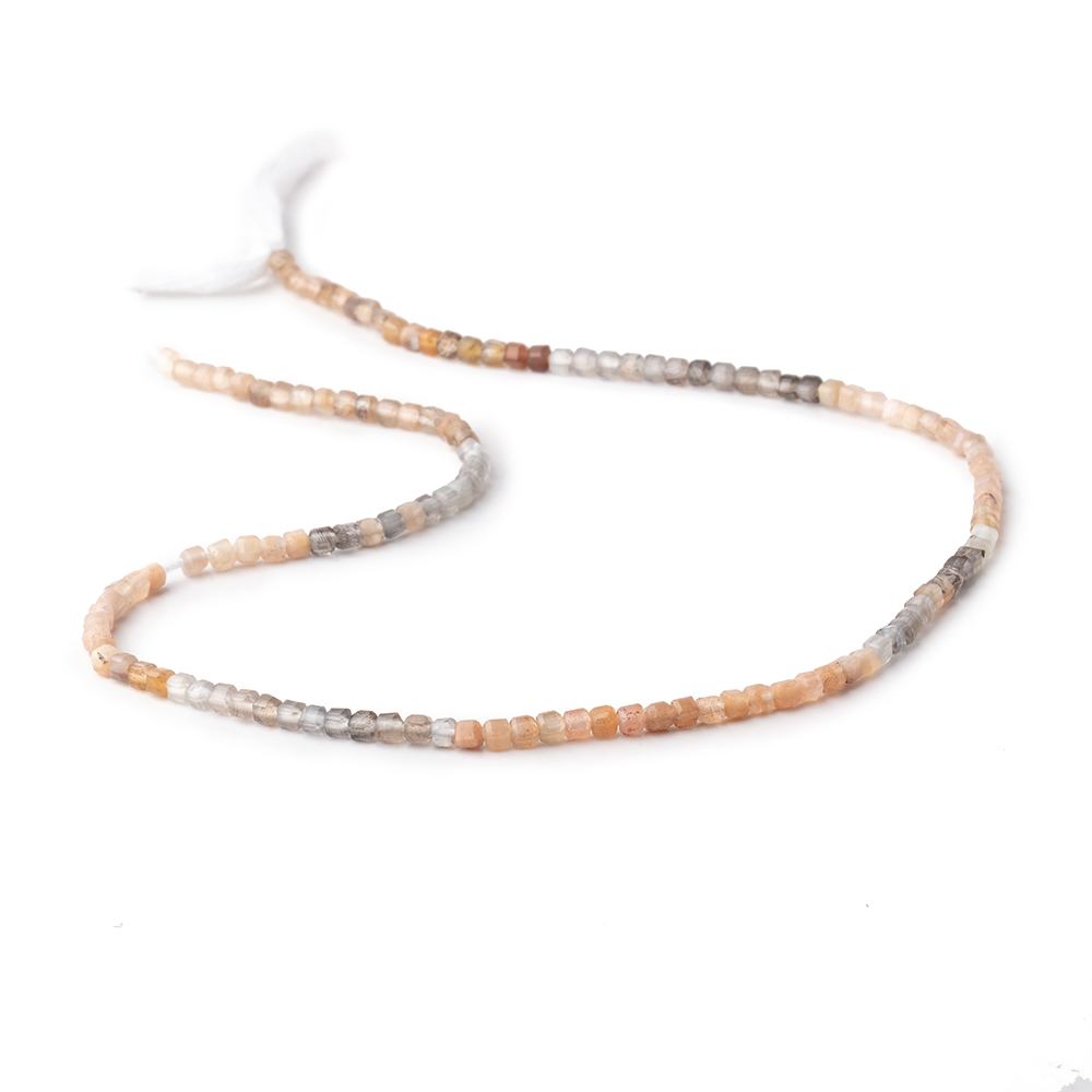 2.3mm Sunstone & Moonstone Micro Faceted Cube 12.5 inch 132 pieces