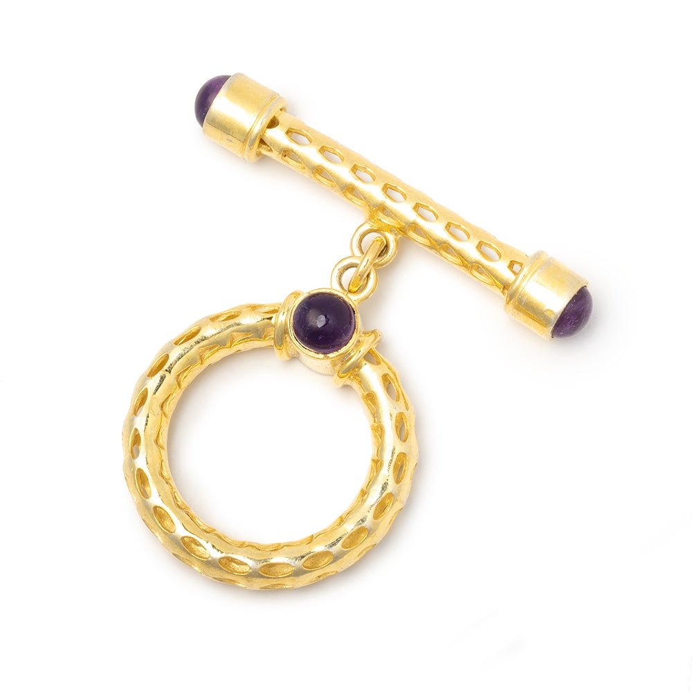 23mm Vermeil Amethyst Cabochon Filigree Toggle 1 piece