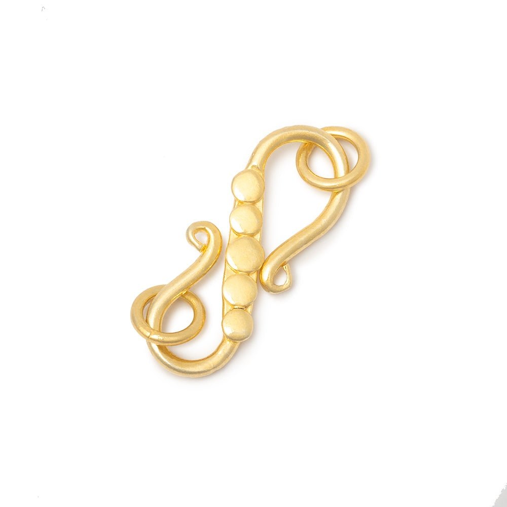 23x8mm Vermeil S Hook with Dot Design 1 piece