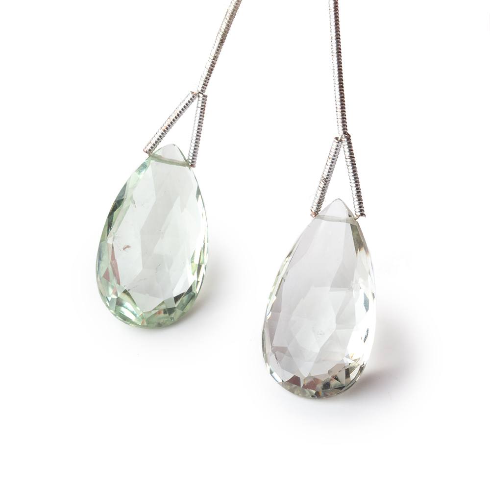 24-25mm Prasiolite Faceted Pear Set of 2 Focal Beads