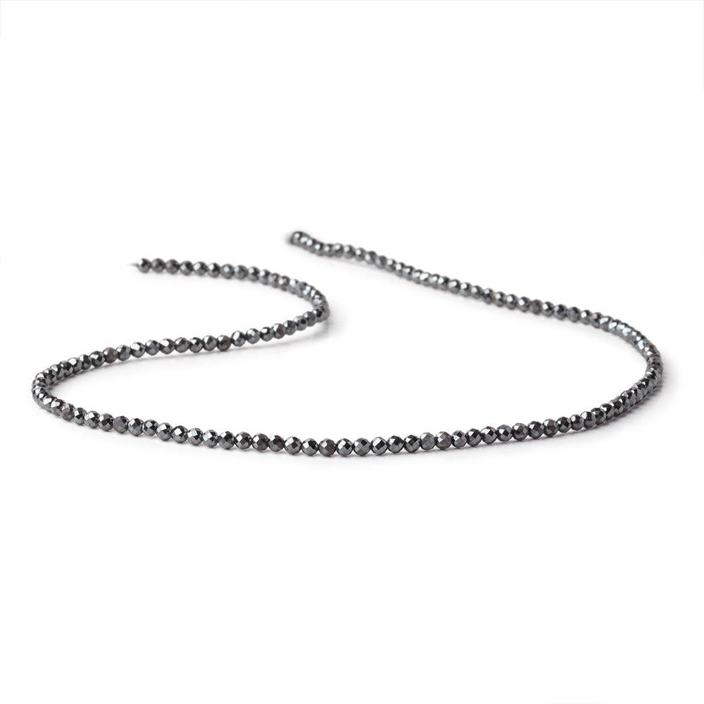2.4mm Hematite Micro Faceted Round Beads 12.5 inch 140 pieces