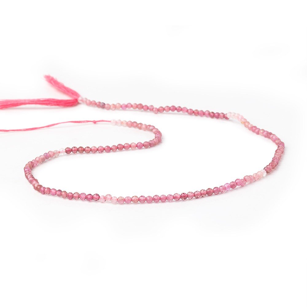 2.4mm Pink Tourmaline Micro Faceted Round Beads 12.5 inch 144 pieces