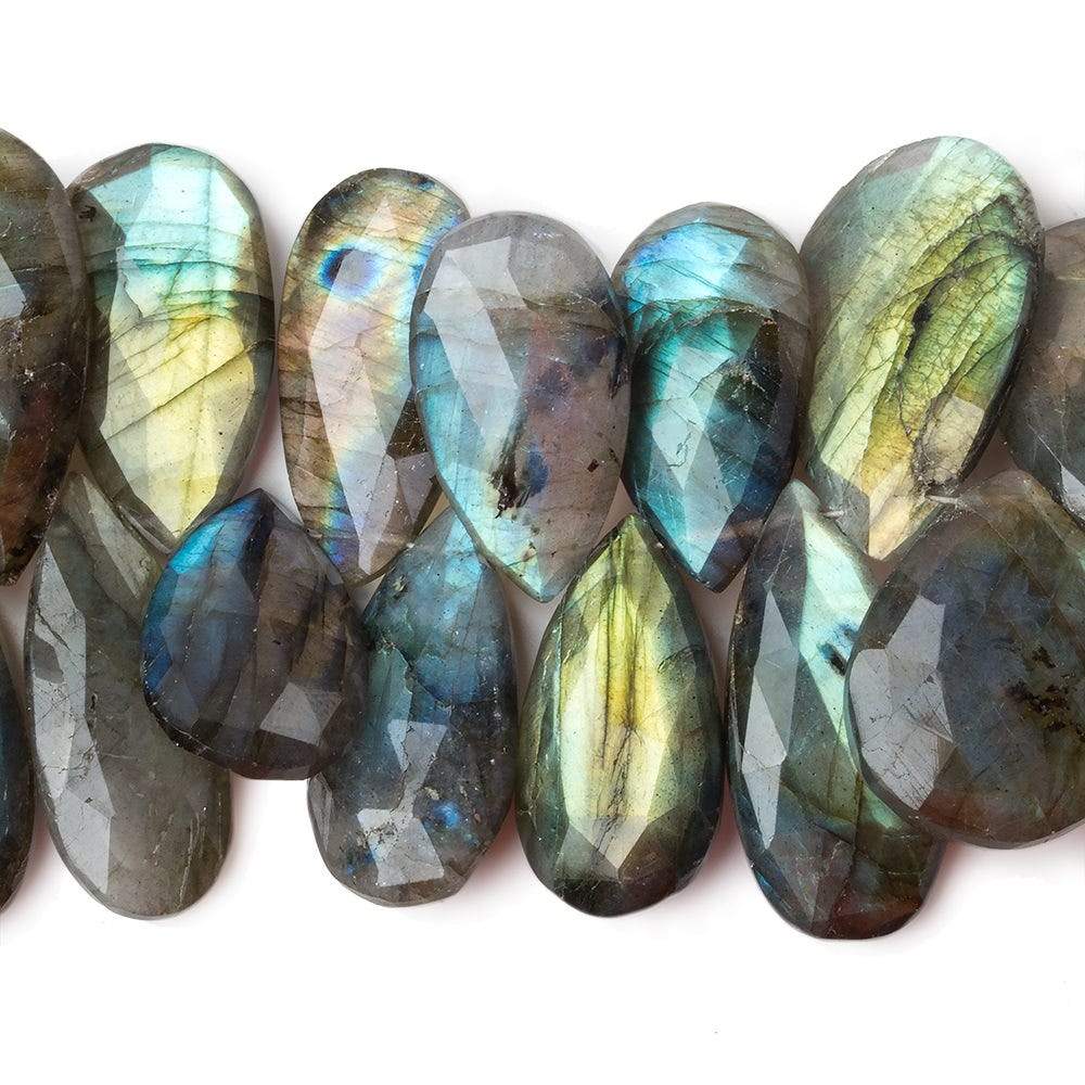 24x13-28x17mm Labradorite faceted pear briolette beads 7 inch 34 pieces A