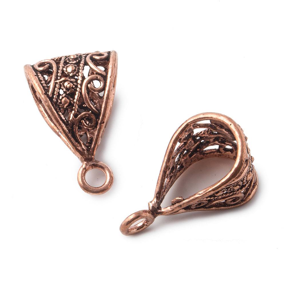 24x14x12mm Copper Bail Scroll And Miligrain Design Set of 2