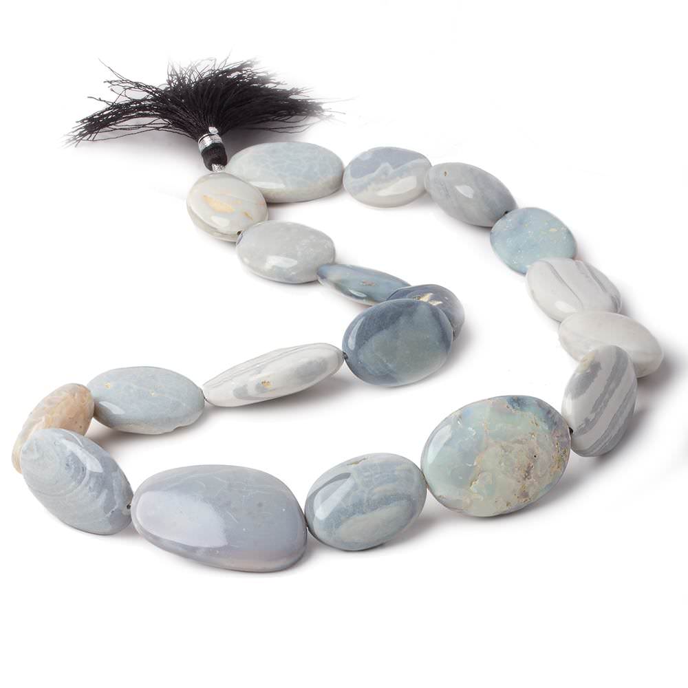 24x17-33x21mm Australian Blue Grey Opal Plain Oval Beads 19 inch 19 pieces