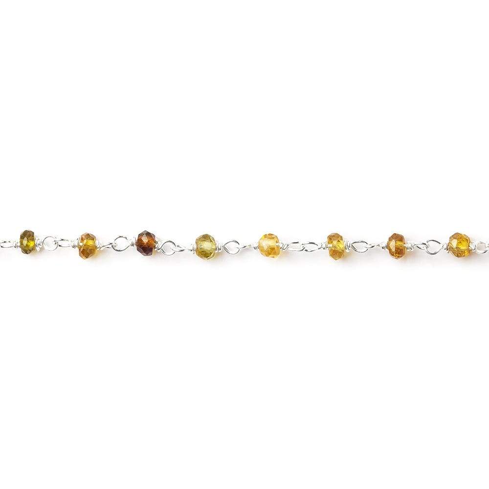 2.5-3mm Green & Brown Tourmaline Sterling Silver Chain by the foot