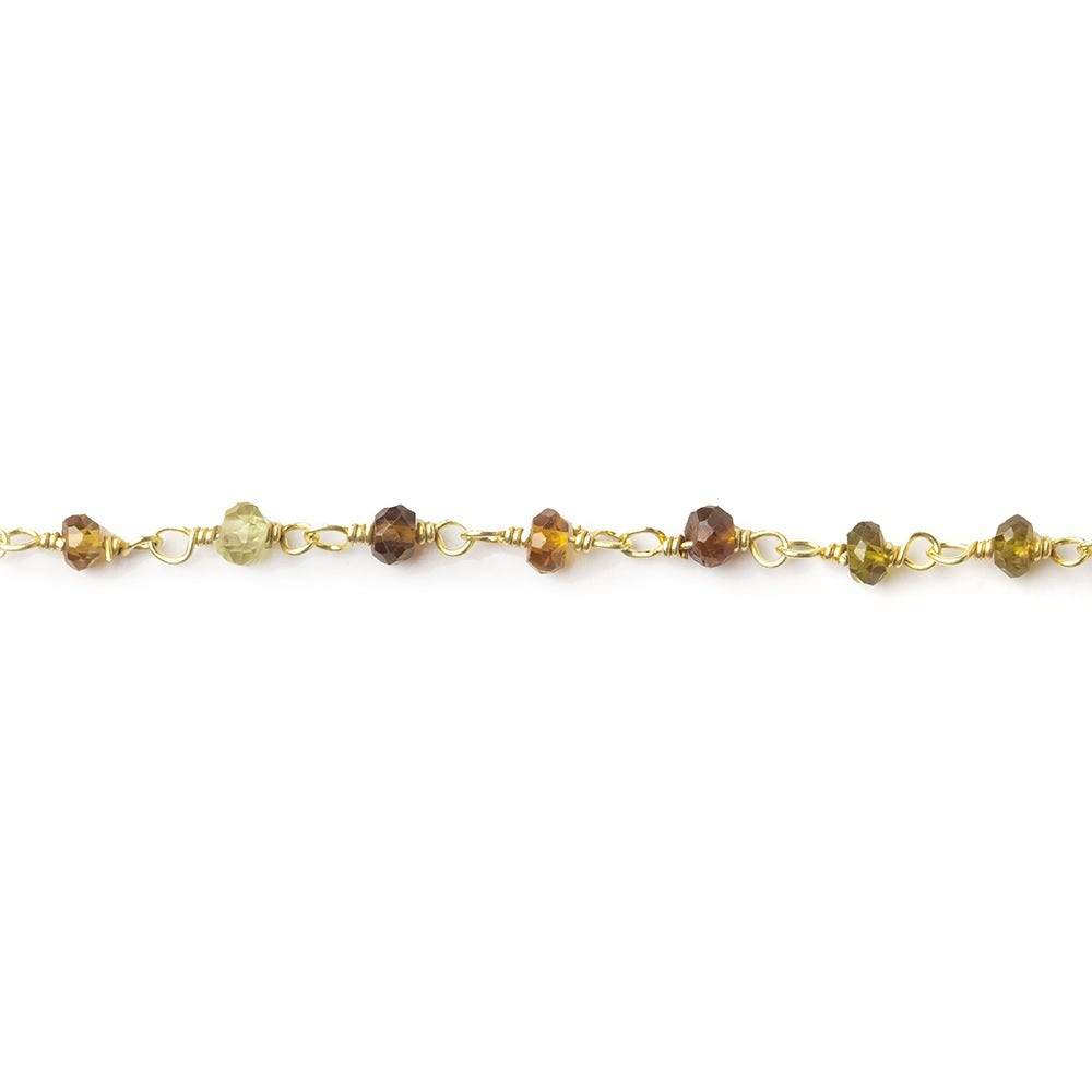 2.5-3mm Green & Brown Tourmaline Vermeil Chain by the foot