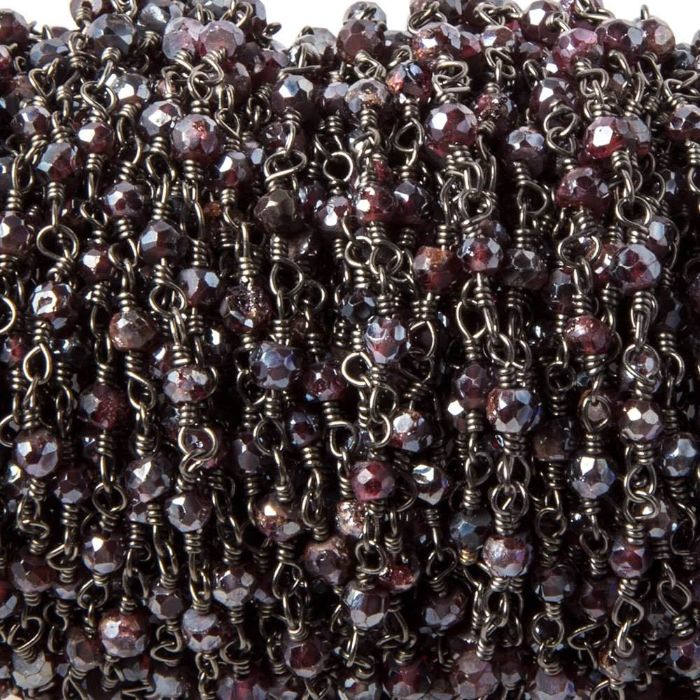 2.5-3mm Mystic Rhodolite Garnet Black Gold Chain by the foot 38 pieces