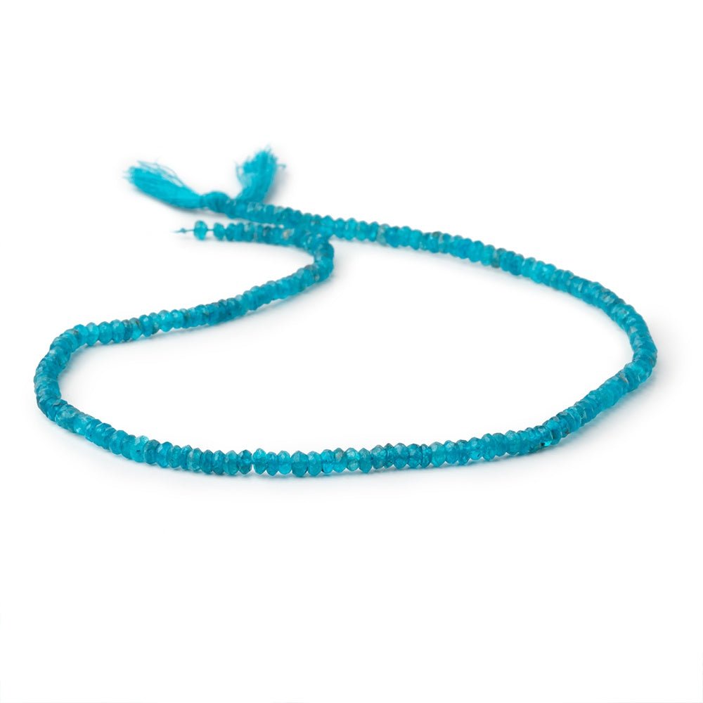 2.5-3mm Neon Blue Apatite Faceted Rondelle Beads 14.25 inch 187 pieces
