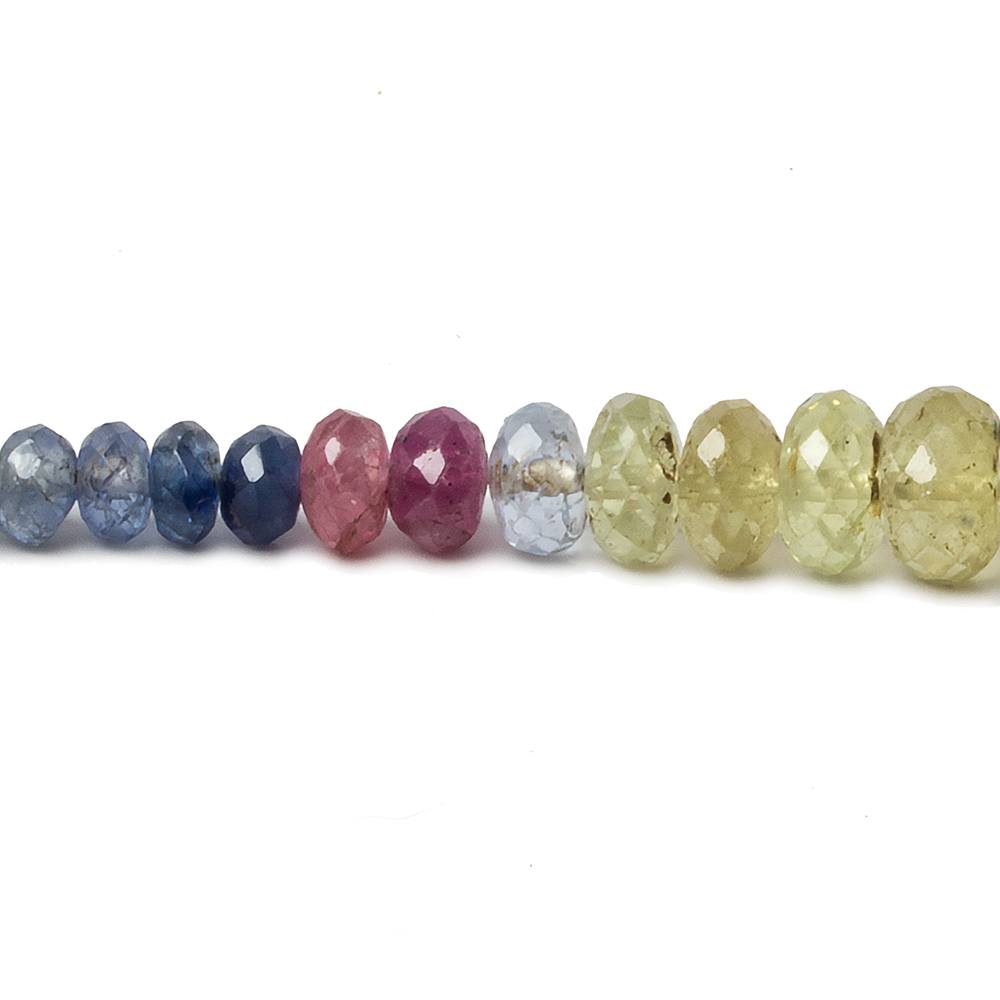 2.5-7mm Multi-gemstone of Ruby, Sapphire, Emerald Faceted Rondelle Beads 22 inch 223 pieces