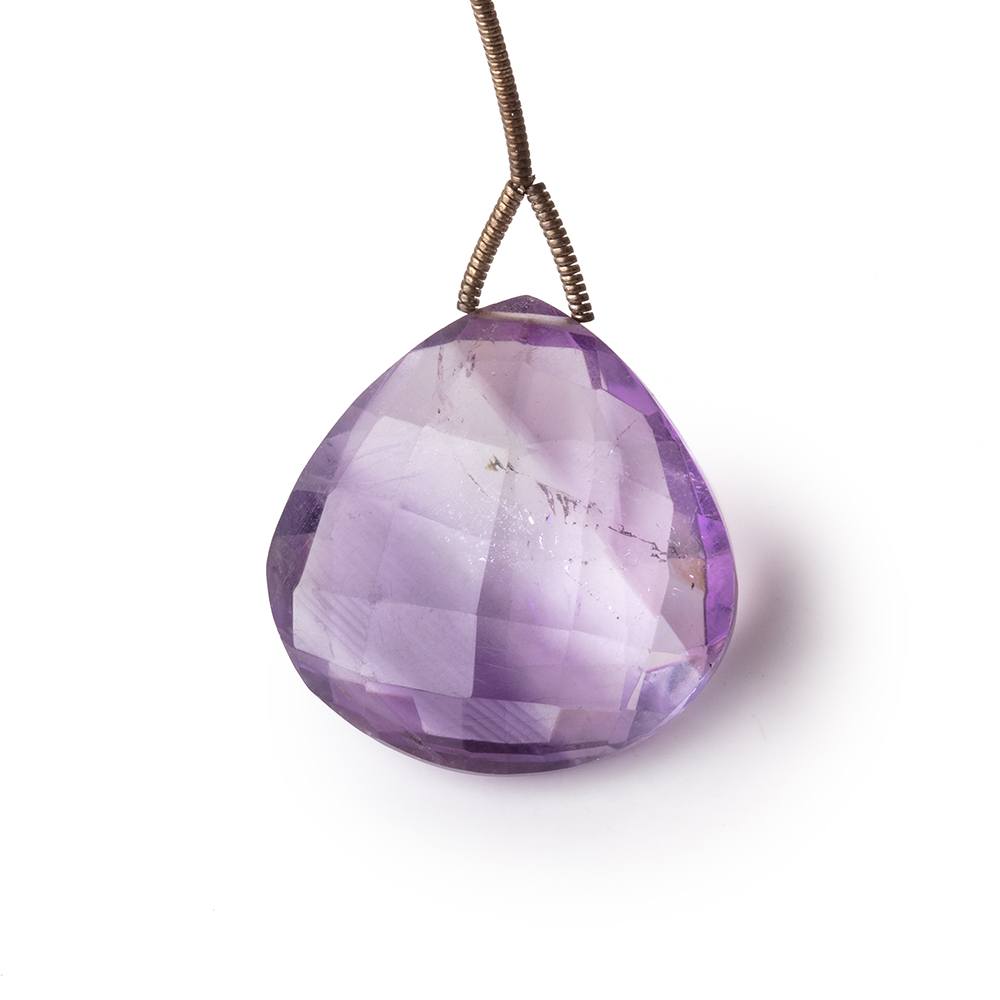 25mm Amethyst Faceted Heart Focal Bead 1 piece