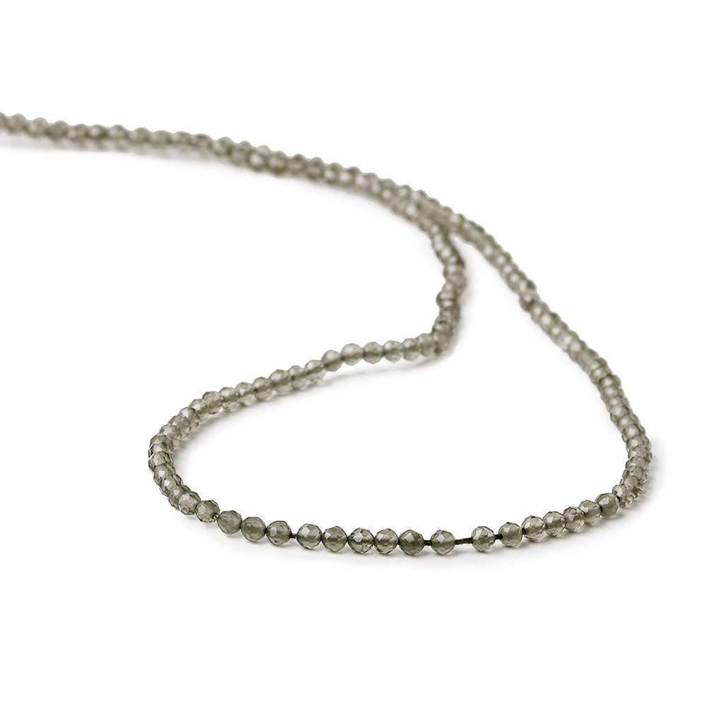 2.5mm Smoky Quartz micro faceted round beads 13 inch 135 pieces