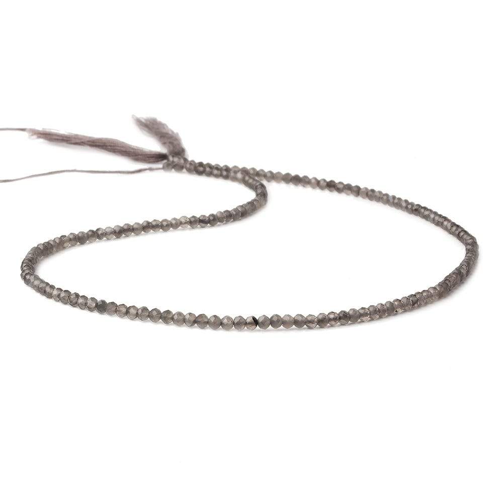 2.5mm Light Grey Moonstone micro faceted rondelles 13 inch 175 beads