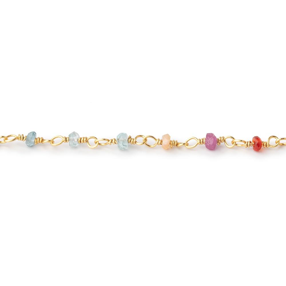 2.5mm Multi Gemstone Faceted Rondelles on Vermeil Chain