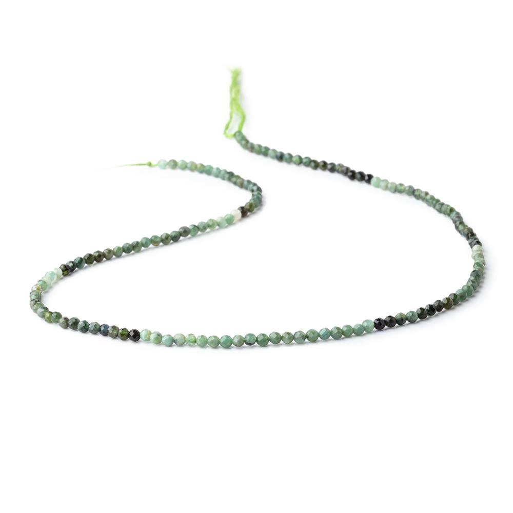 2.5mm Shaded Green Tourmaline Micro Faceted Round Beads 12.5 inch 138 pieces