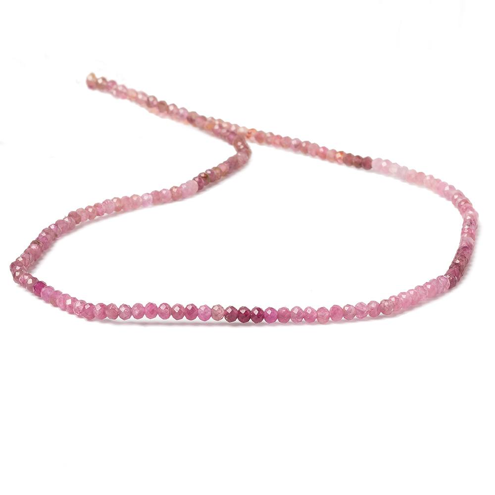 2.5mm Shaded Pink Tourmaline Micro faceted rondelle beads 13 inch 155 pcs