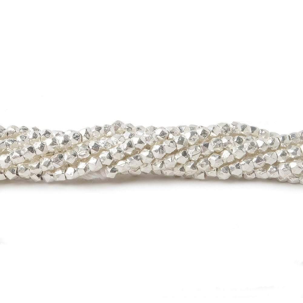 2mm Sterling Silver Faceted Nugget Beads 3.75 inch 50 pieces
