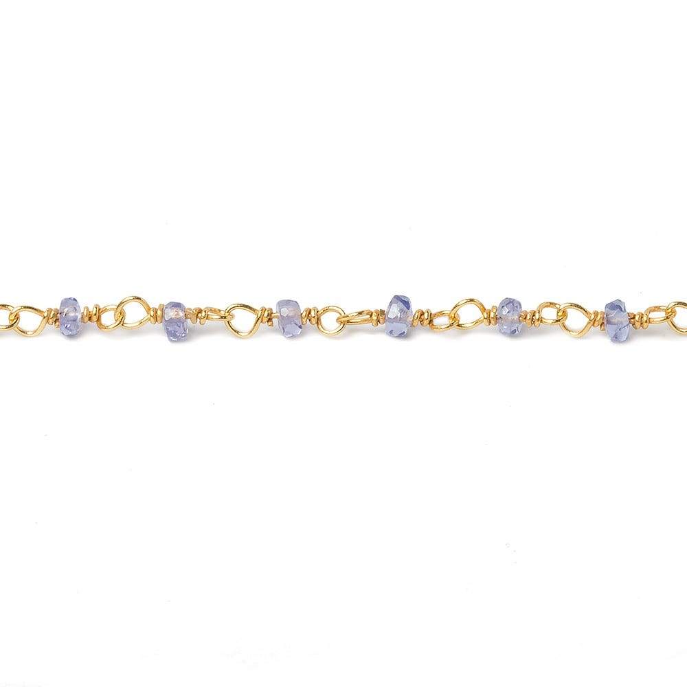 2.5mm Tanzanite faceted rondelle Vermeil Chain by the foot 44 beads