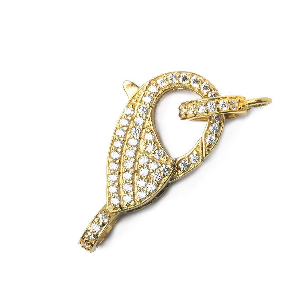 25x11mm Vermeil Pave CZ Lobster Clasp with CZ Ring 1 piece