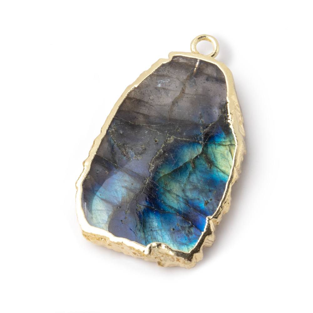25x16mm Gold Leafed Labradorite Slice Focal Bead 1 piece