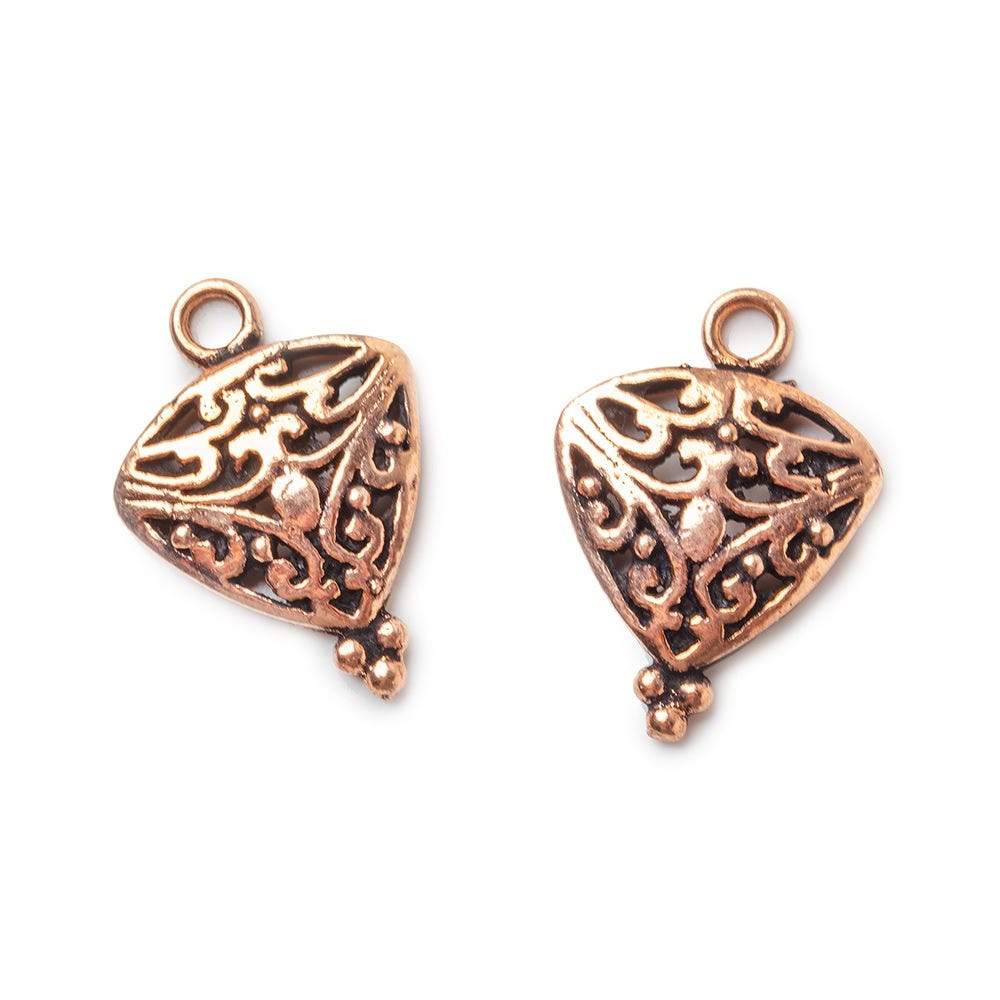 25x16x3.5mm Copper Charm Trillion With Cutout Design Set of 2
