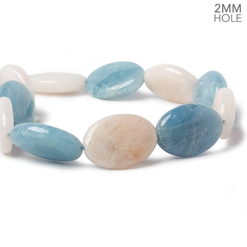 25x18mm Aquamarine & Morganite plain oval beads 17 inch 17 large hole beads