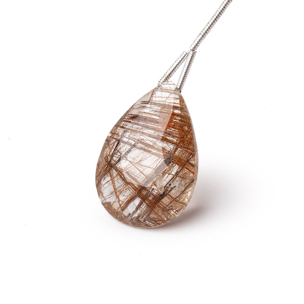 25x18mm Rutilated Quartz Faceted Pear Focal Bead 1 piece