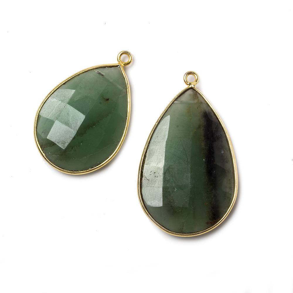 25x19-32x21mm Vermeil Bezeled Serpentine Pear focal pendant 1 piece