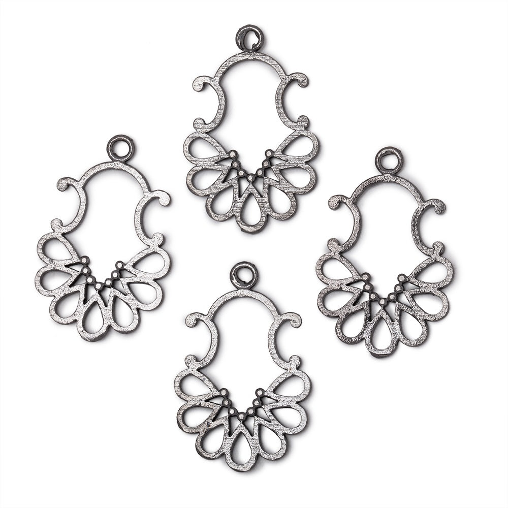 25x19mm Brushed Filigree Charm Set of 4 pieces
