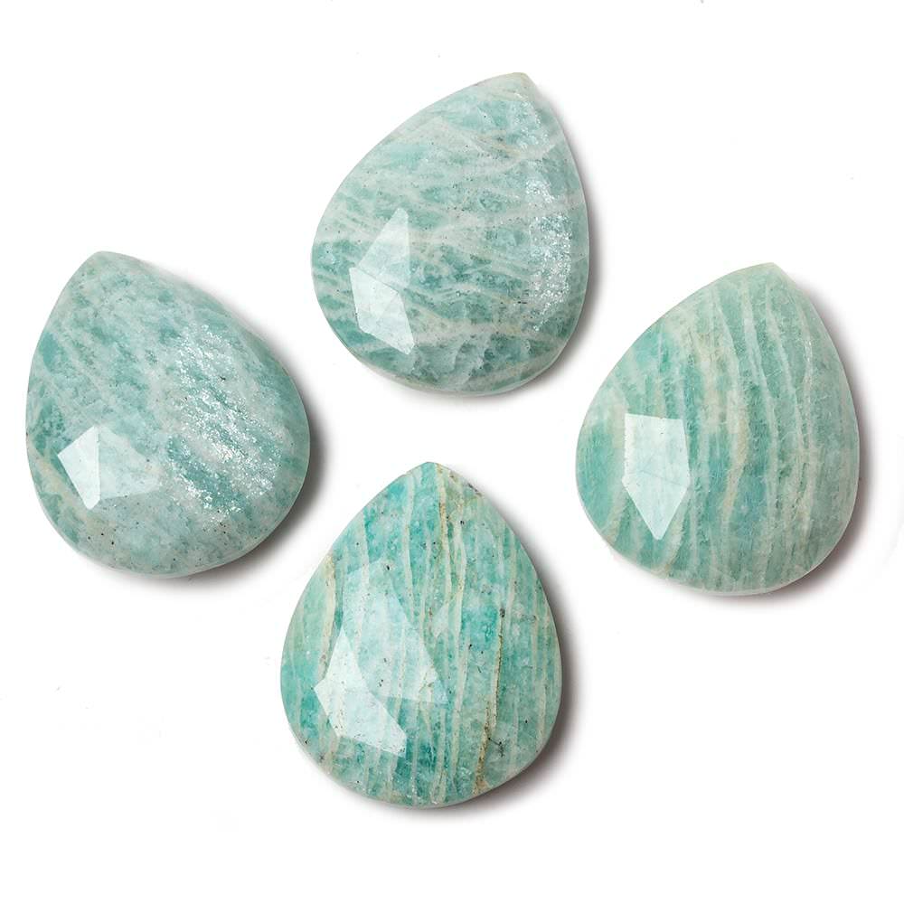 25x20mm Dark Amazonite Faceted Pear Focal Pendant Bead 1 piece