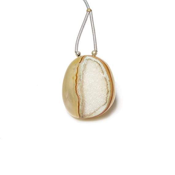 25x21mm Cream Translucent Agate Drusy Freeform Focal Bead 1 piece