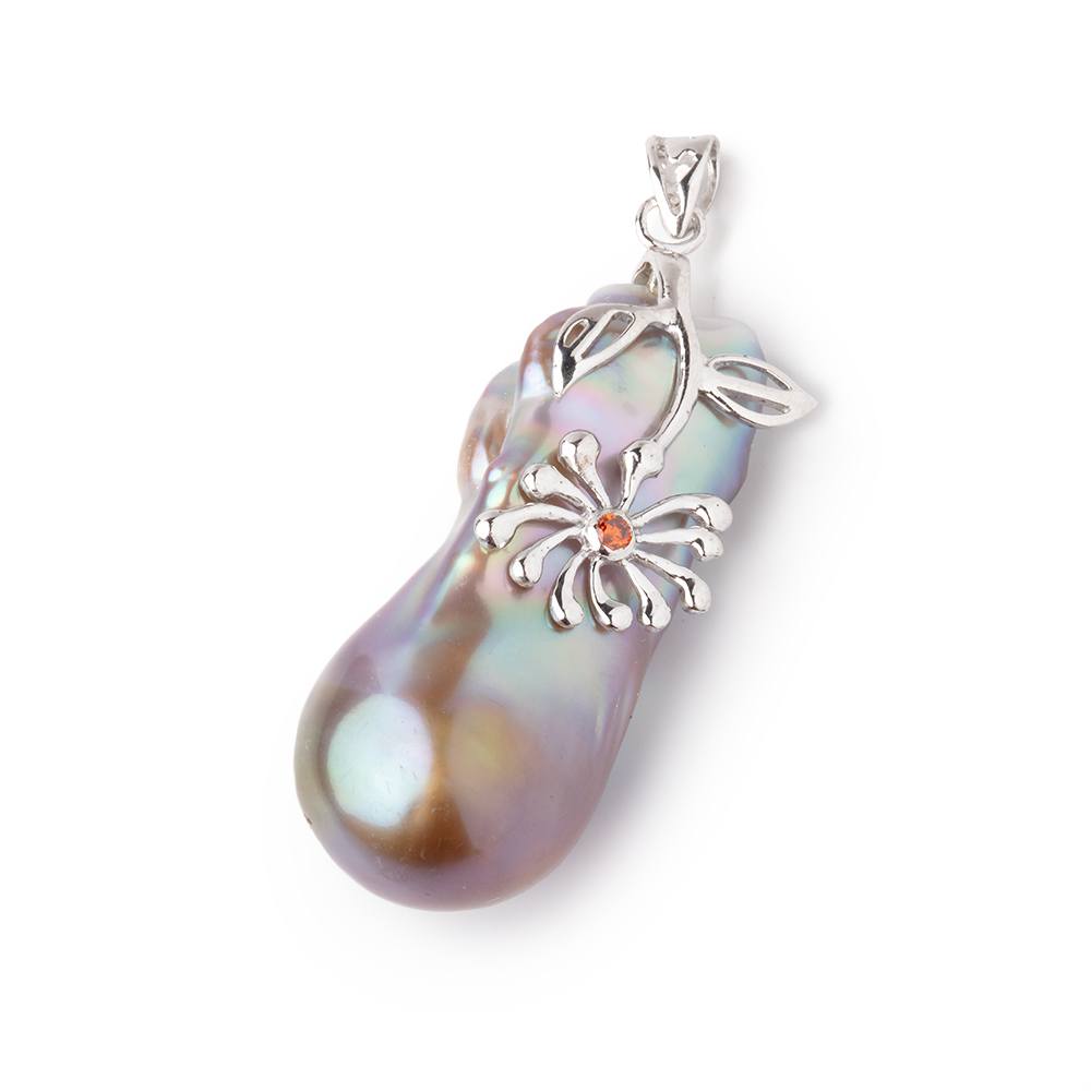 26.5x15.5mm Violet Ultra Baroque .925 Silver Pendant Focal 1 piece