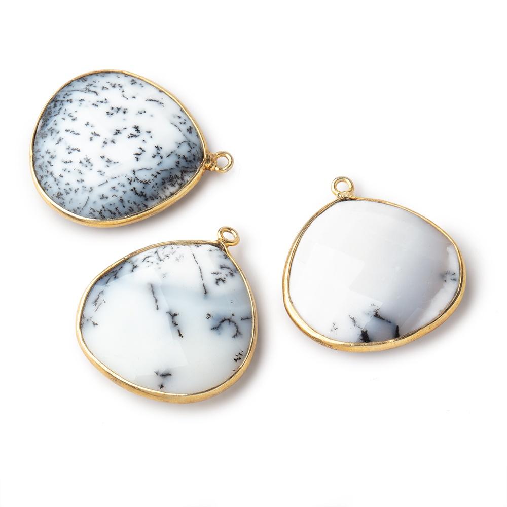 26mm Vermeil Bezel Dendritic Opal Faceted Heart Pendant 1 piece