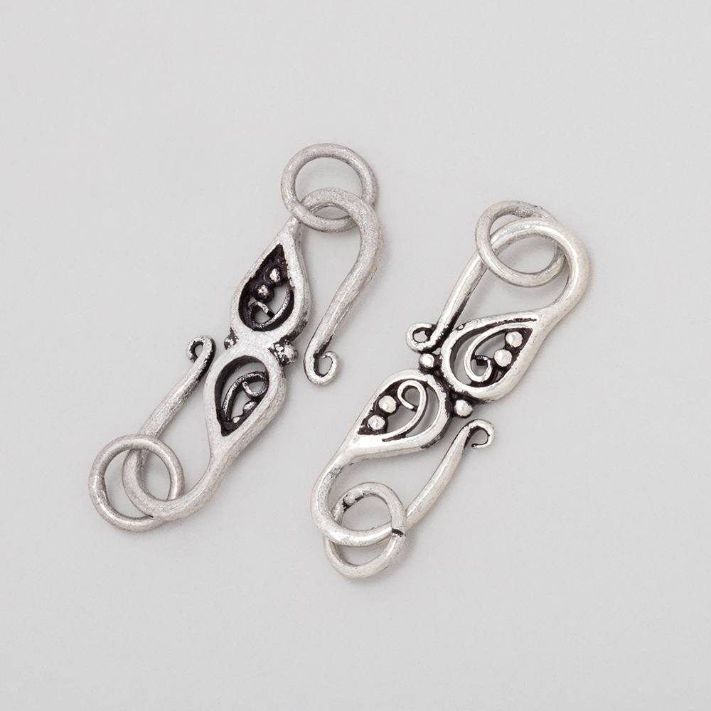 26x10mm Antiqued Sterling Silver S Hook with Paisley 1 piece