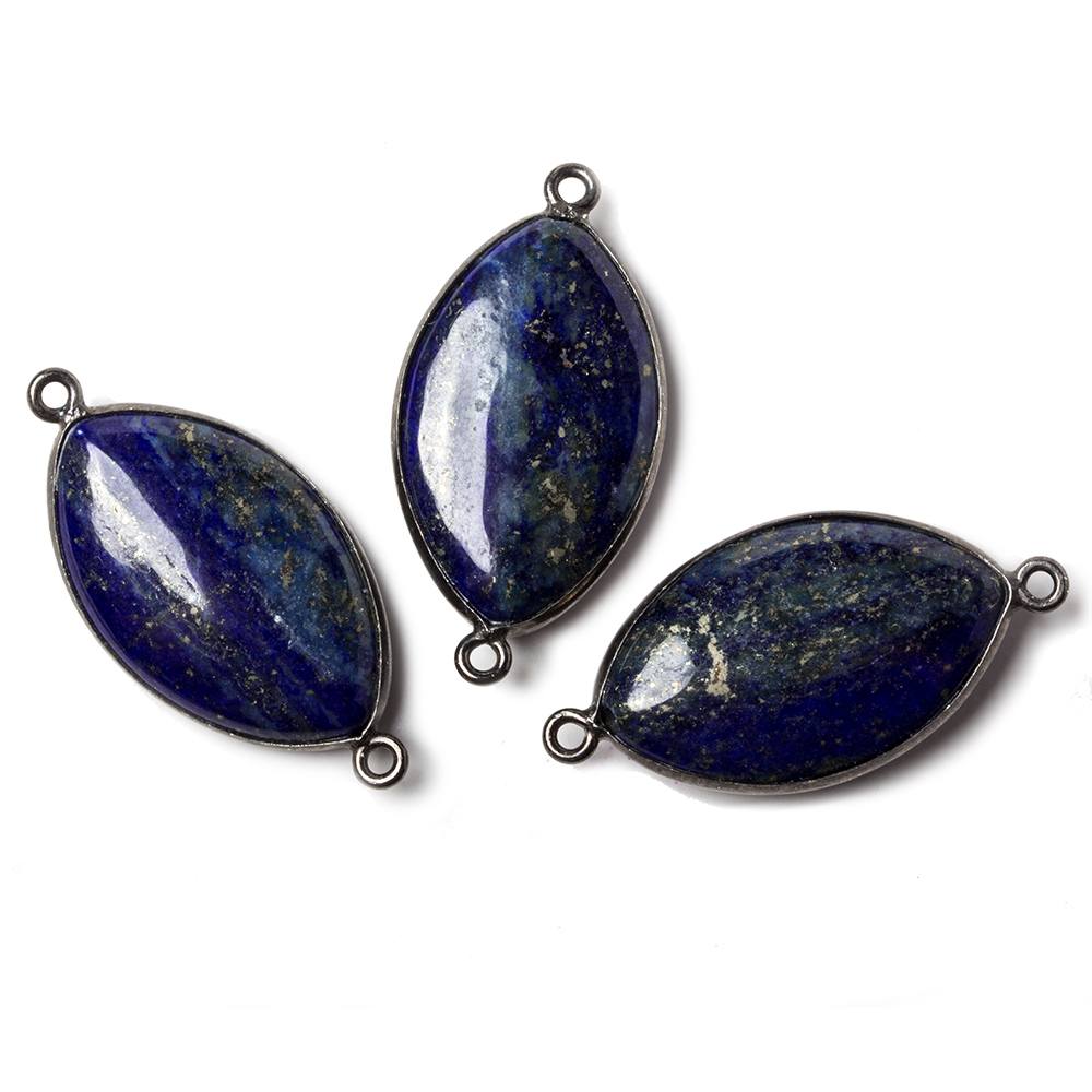 26x16mm Oxidized Silver Bezel Lapis Lazuli Marquise Connector 1 piece