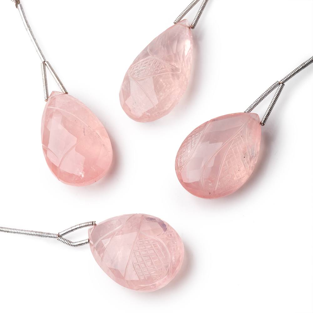 26x19-29x17mm Rose Quartz Carved Pear Focal 1 Bead