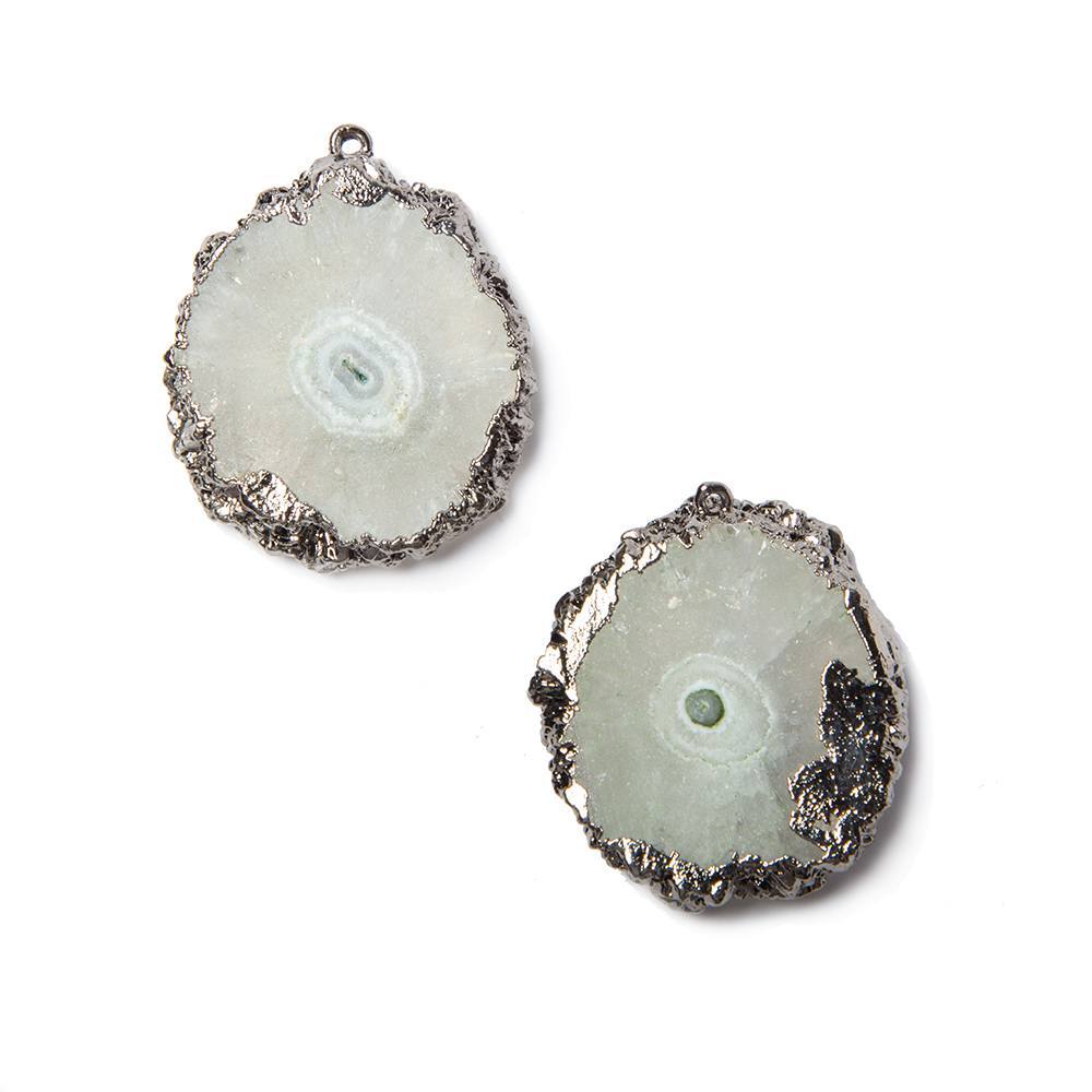 26x22mm to 27x23mm Black Gold Leaf Edged Solar Quartz Stalactite Pendant Set of 2