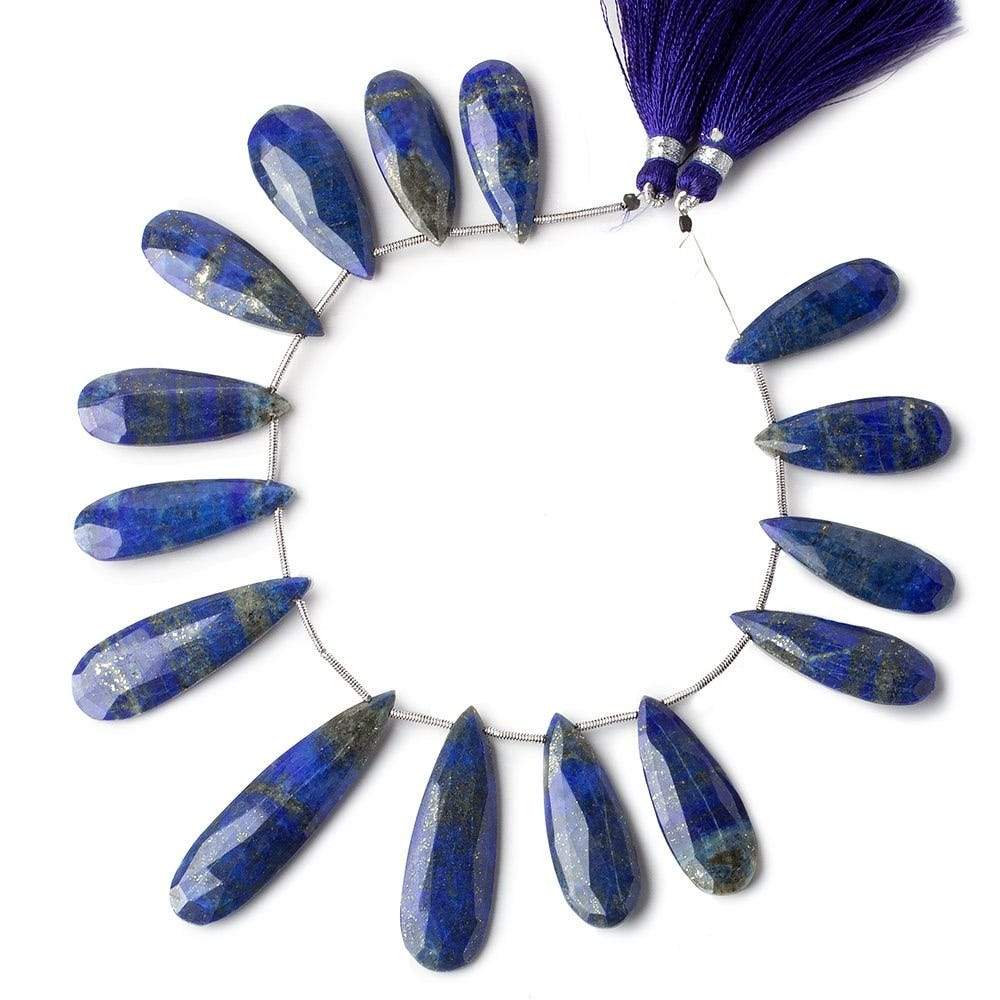 27x10-42x11.5mm Lapis Lazuli faceted pear beads 8 inch 14 pieces AA