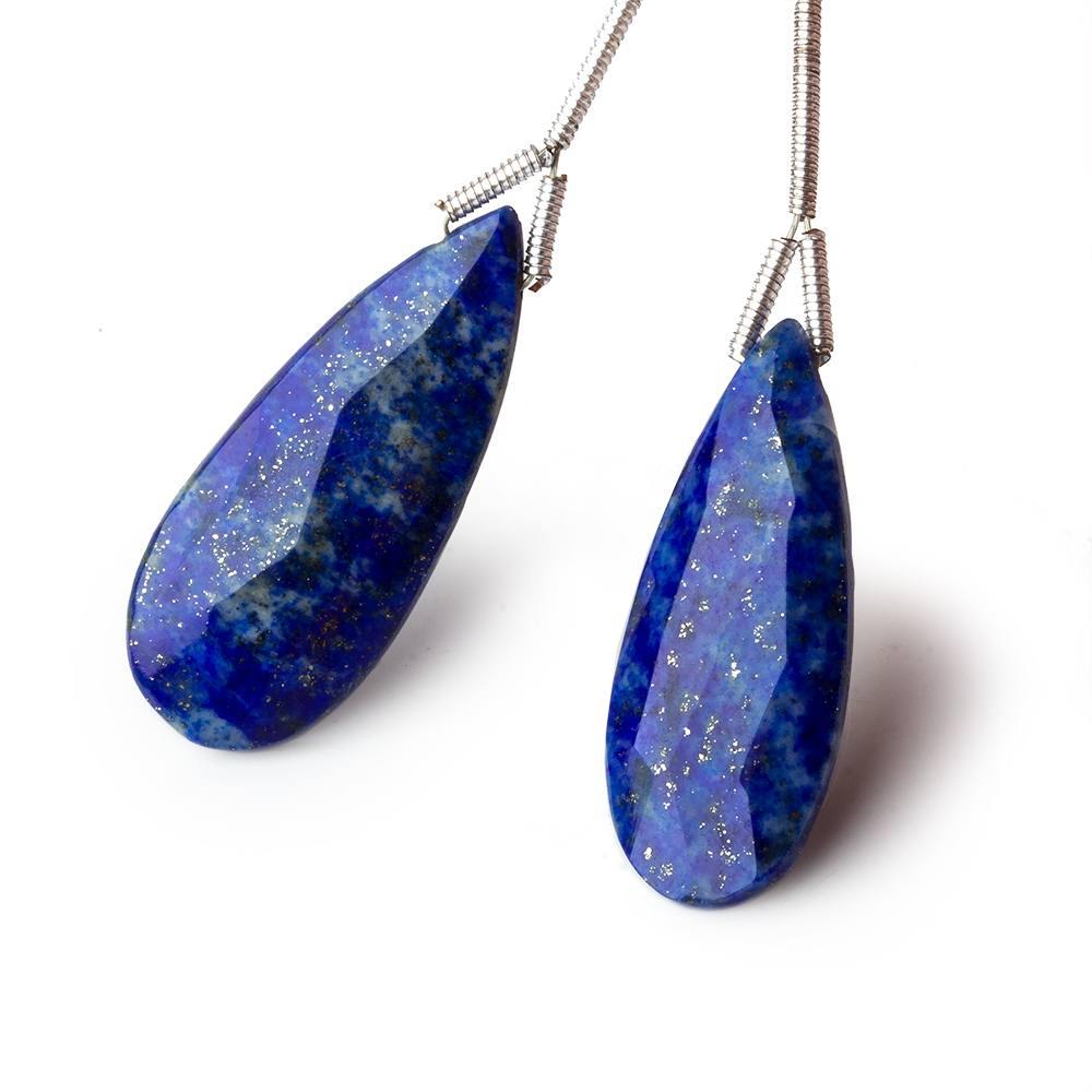 27x11-29x12mm Lapis Lazuli Faceted Pear Focal Beads Set of 2