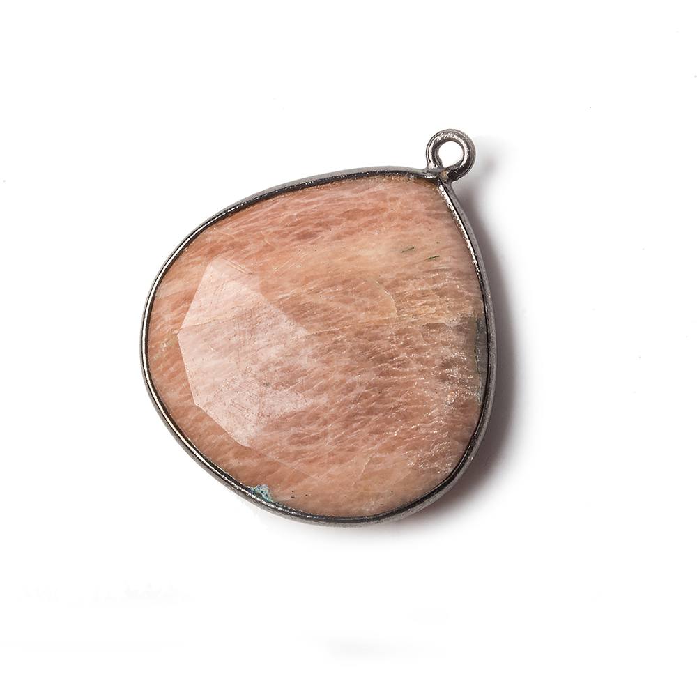 27x23mm Black Gold Bezel Sunstone Faceted Heart Pendant 1 piece