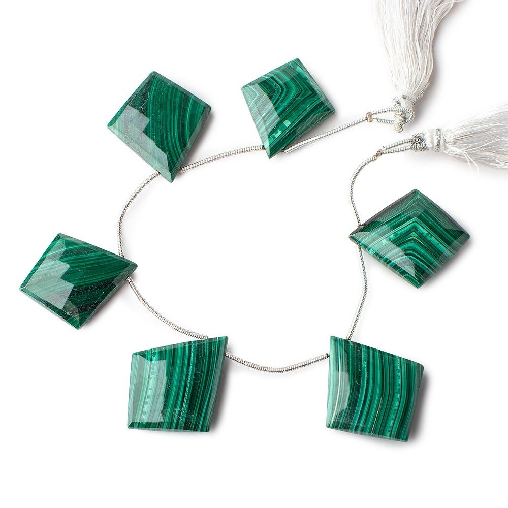 27x24-32x26mm Malachite Faceted Kite Beads 6 inch 6 pieces