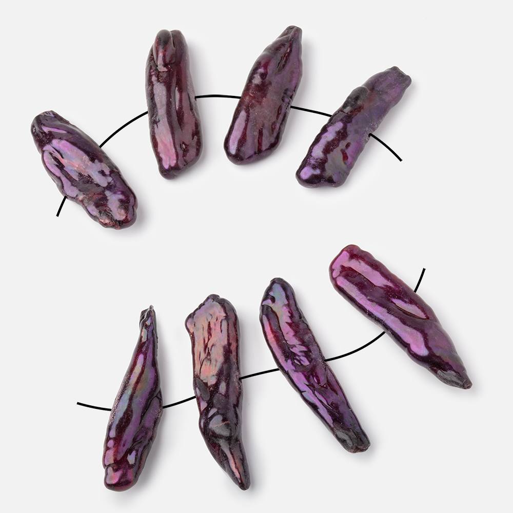 28-34mm Eggplant Purple Side Drilled Biwa Focals Set of 4 pieces